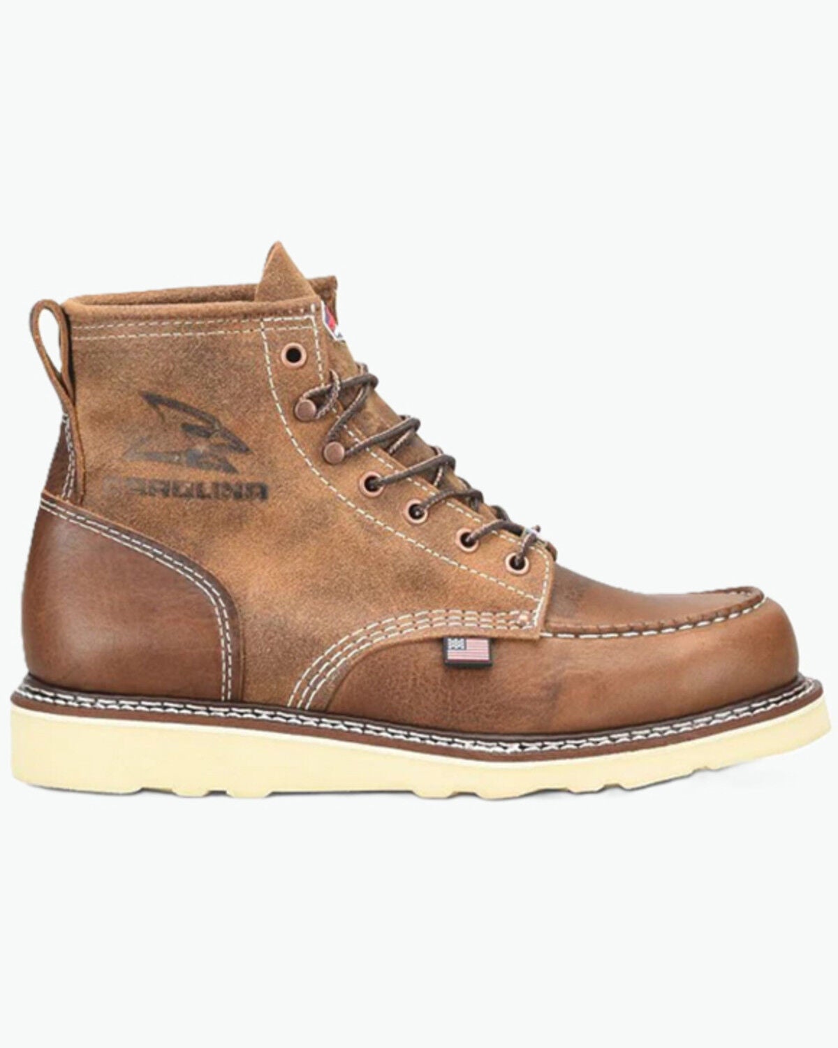 Image #2 - Carolina Men's AMP 6" Roughout Moc Wedge Work Boots - Soft Toe, Brown, hi-res