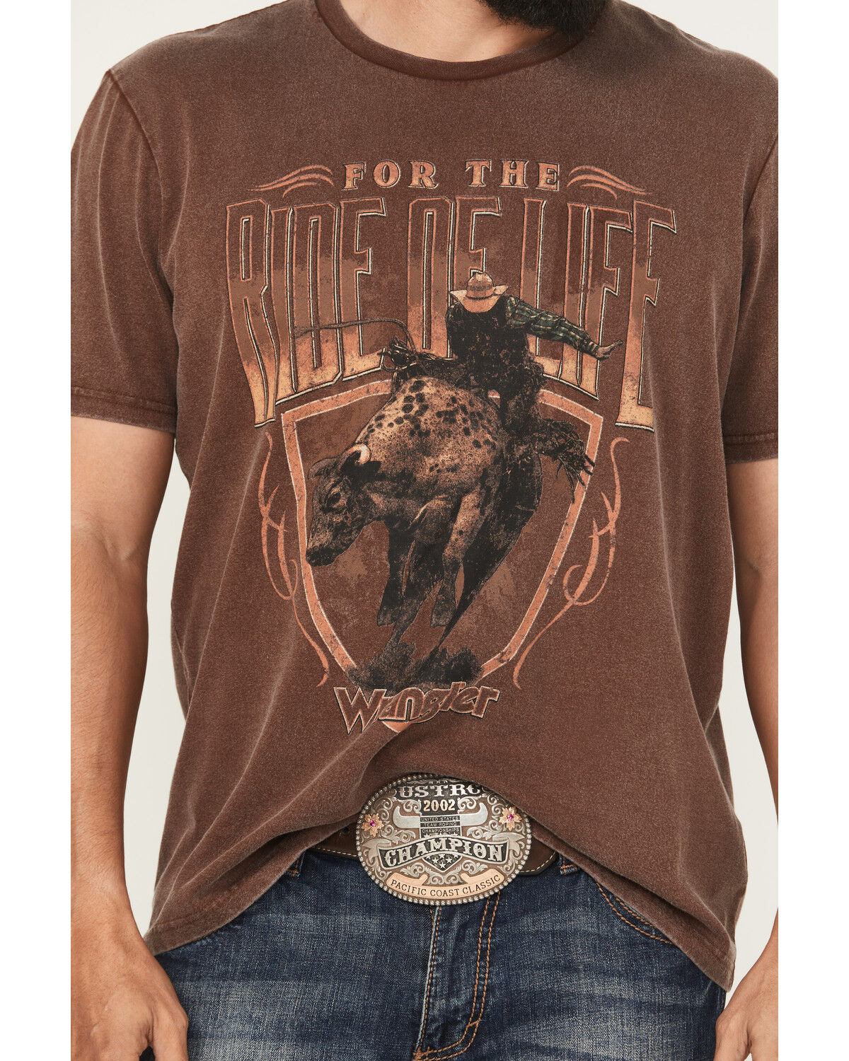 Image #3 - Wrangler Men's For The Ride Of Life Short Sleeve Graphic T-Shirt, Dark Brown, hi-res