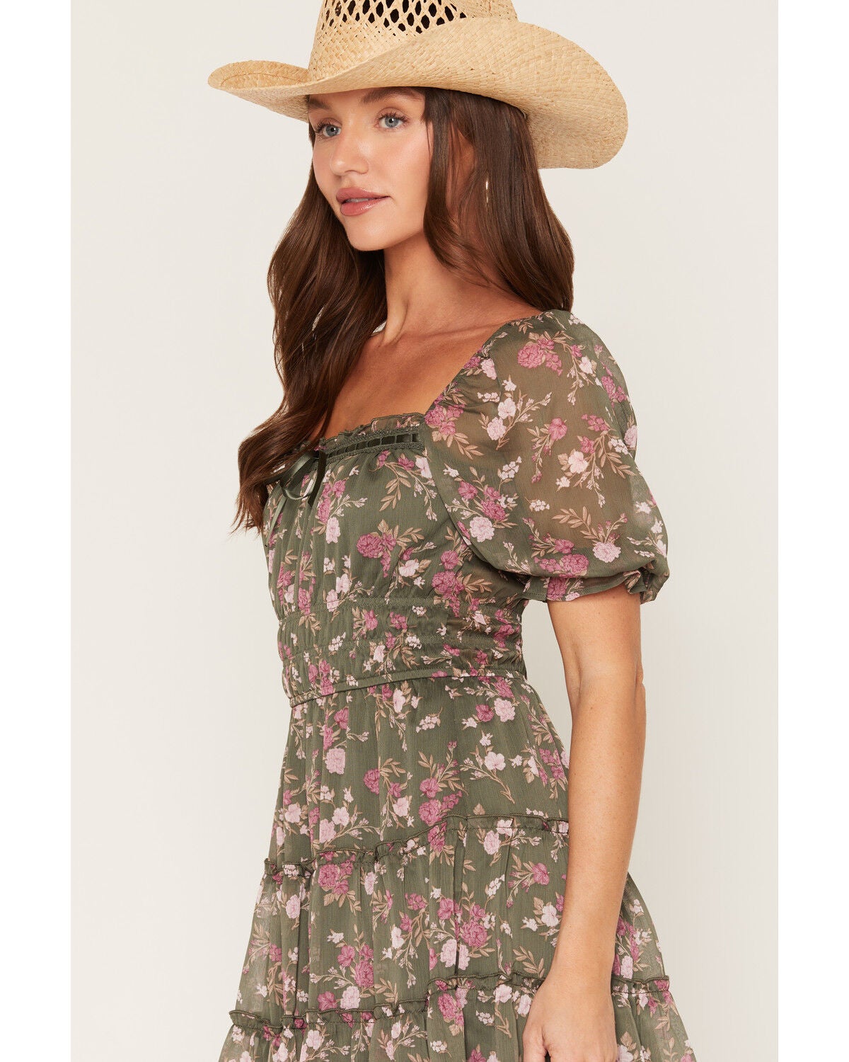 trixxi dresses Girls 7-14 Trixxi Floral Print Maxi Dress with Tie Shoulder Maxi Detail, Girl's, Size: Large, Blush
