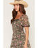 Image #2 - Trixxi Women's Floral Print Short Sleeve Mini Dress, Green, hi-res
