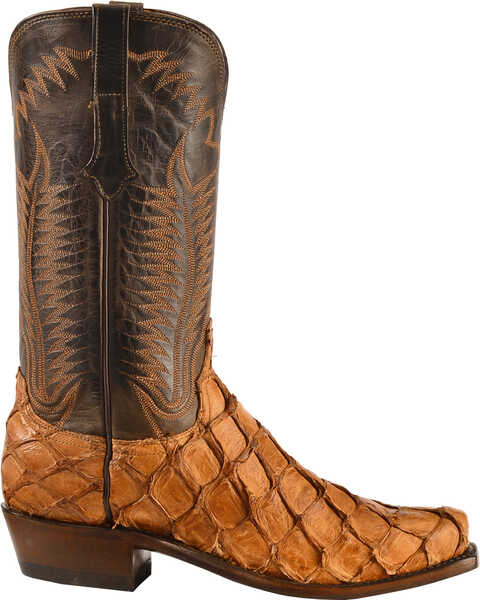 Image #2 - Lucchese Handmade Cognac Murphy Pirarucu Cowboy Boots - Snip Toe , , hi-res