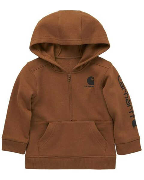 Carhartt Toddler Boys' Half Zip Hooded Sweatshirt, Brown, hi-res
