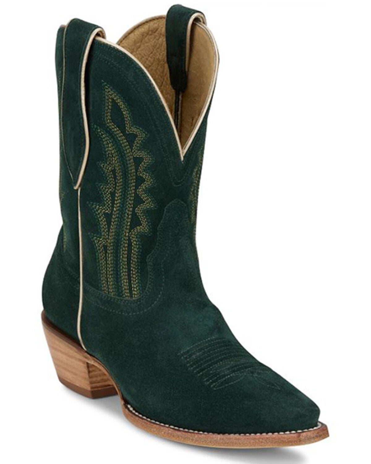 Tony Lama Women's Lea Suede Western Booties - Snip Toe, Green, hi-res