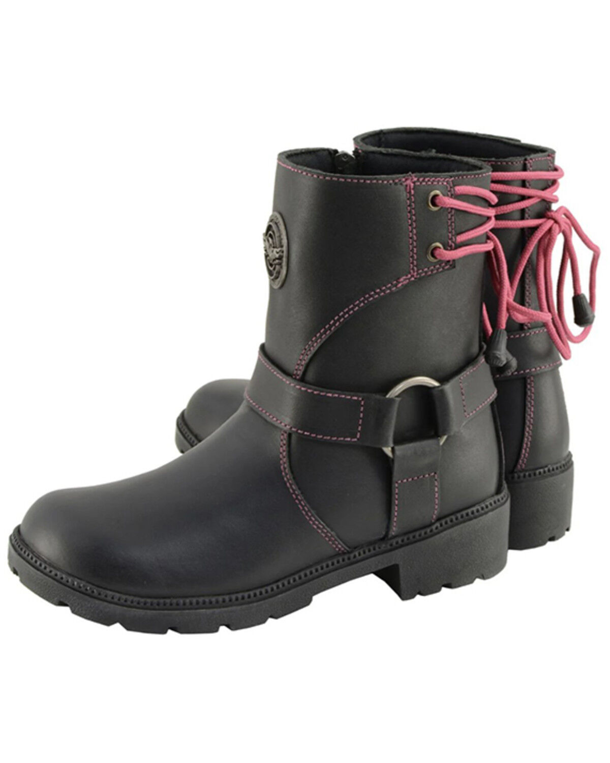Image #3 - Milwaukee Leather Women's Lace-Up Motorcycle Boots - Round Toe, Black, hi-res