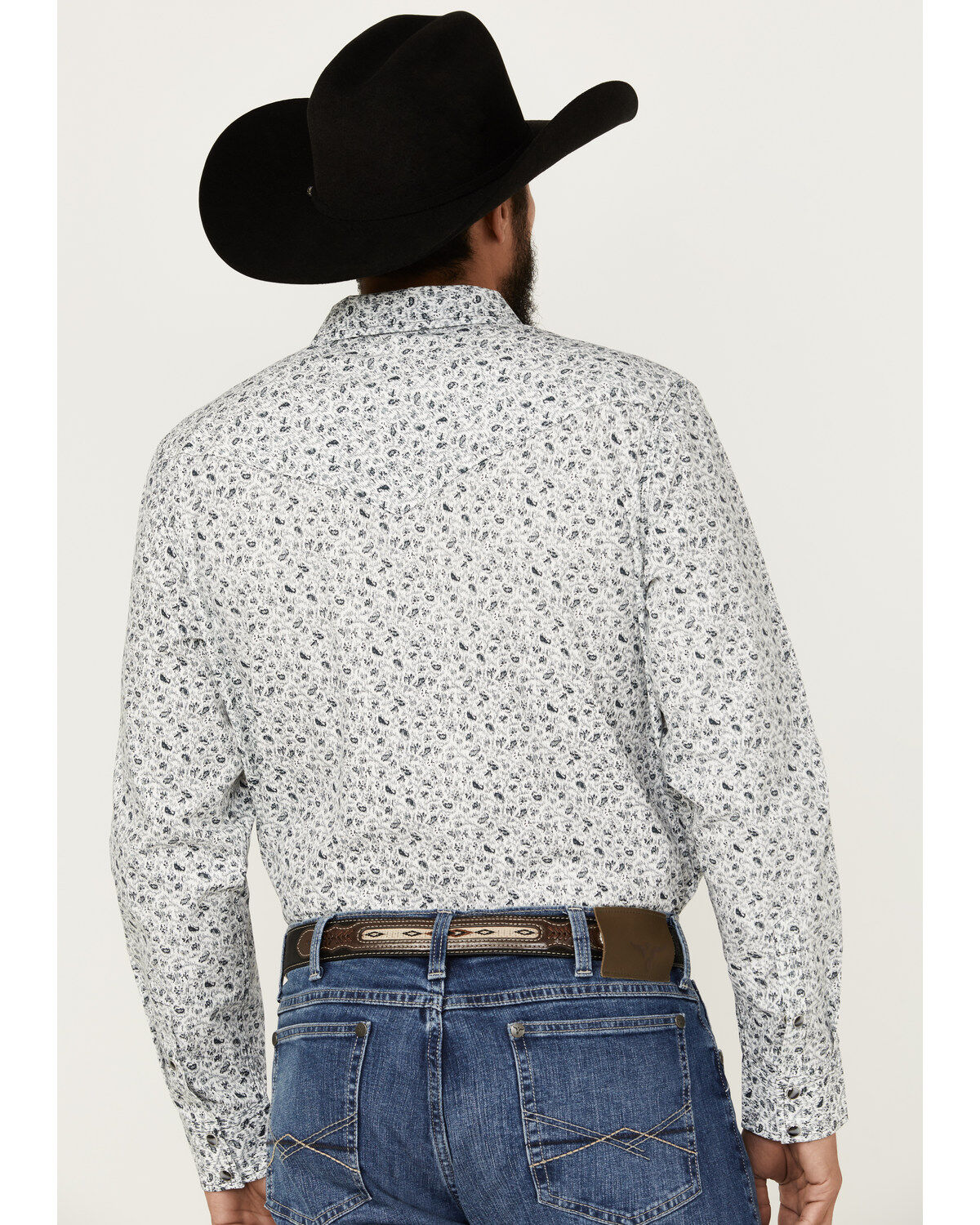 Gibson Trading Co Men's Static Paisley Floral Print Long Sleeve Pearl Snap Western Shirt
