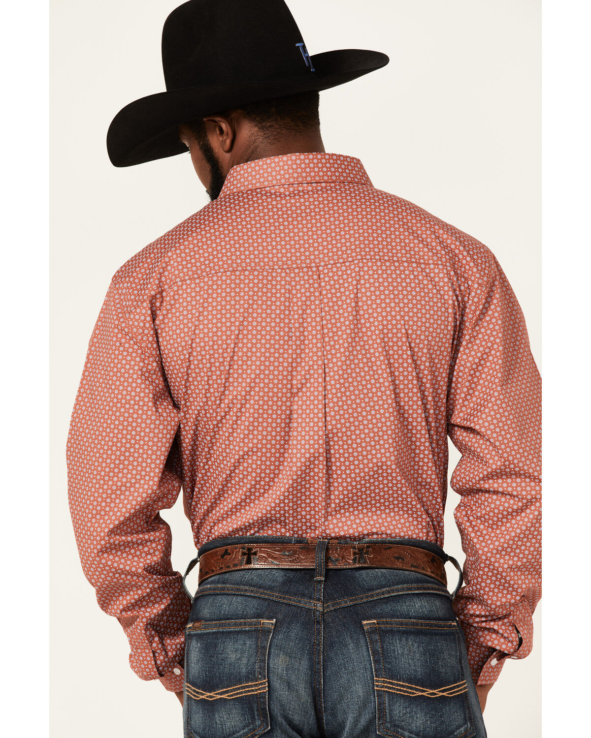 Image #2 - RANK 45® Men's Mash Up Floral Geo Print Long Sleeve Button-Down Western Shirt, Medium Red, hi-res