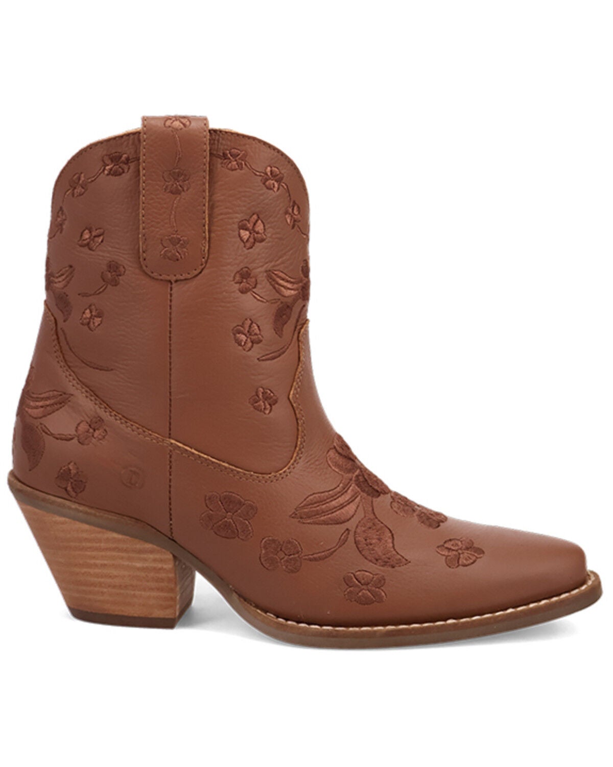 Image #2 - Dingo Women's Sweetheart Embroidered Booties - Round Toe, Brown, hi-res