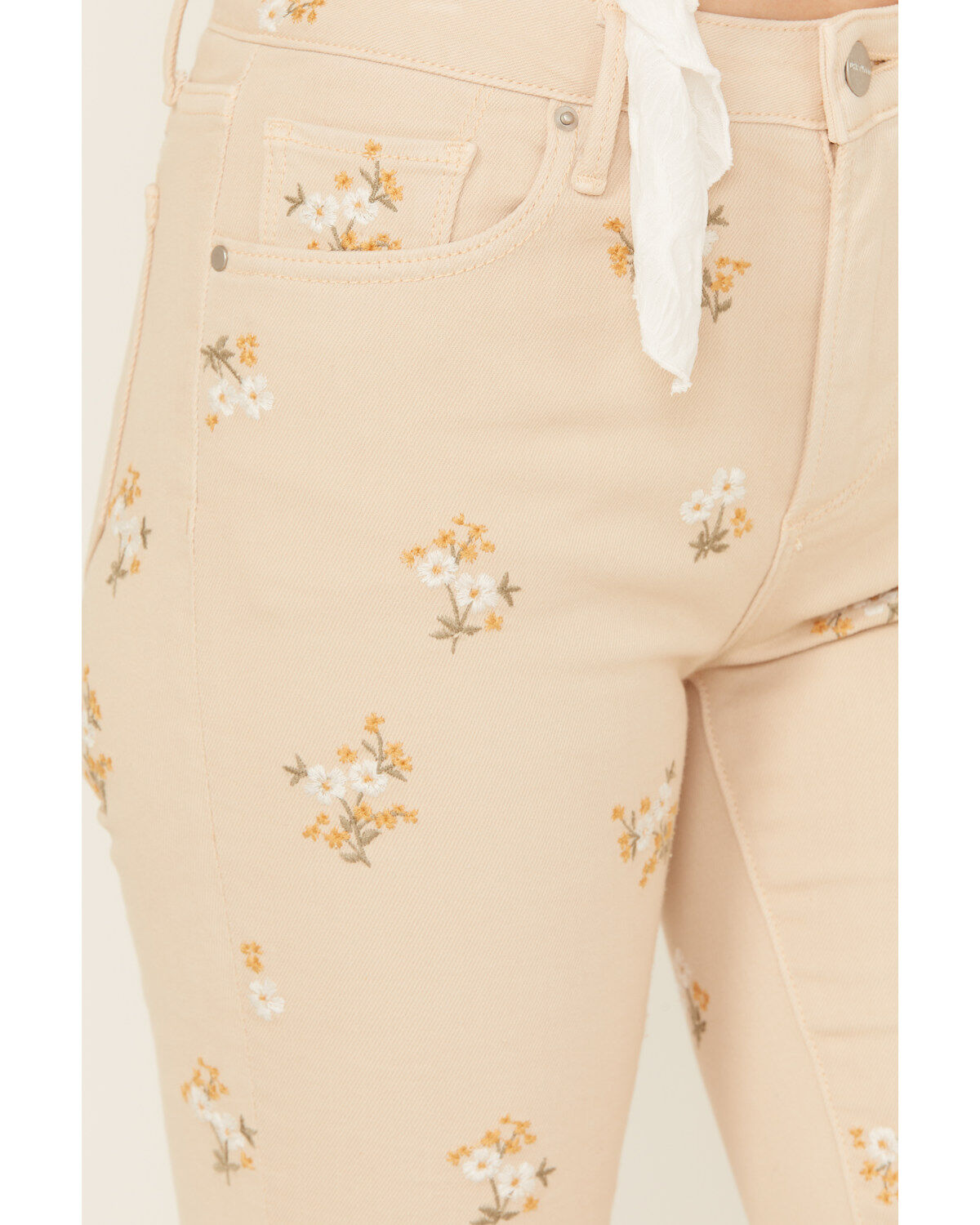 Image #2 - Driftwood Women's Roxy X Provence High Rise Floral Embroidered Cropped Straight Denim Jeans, Cream, hi-res