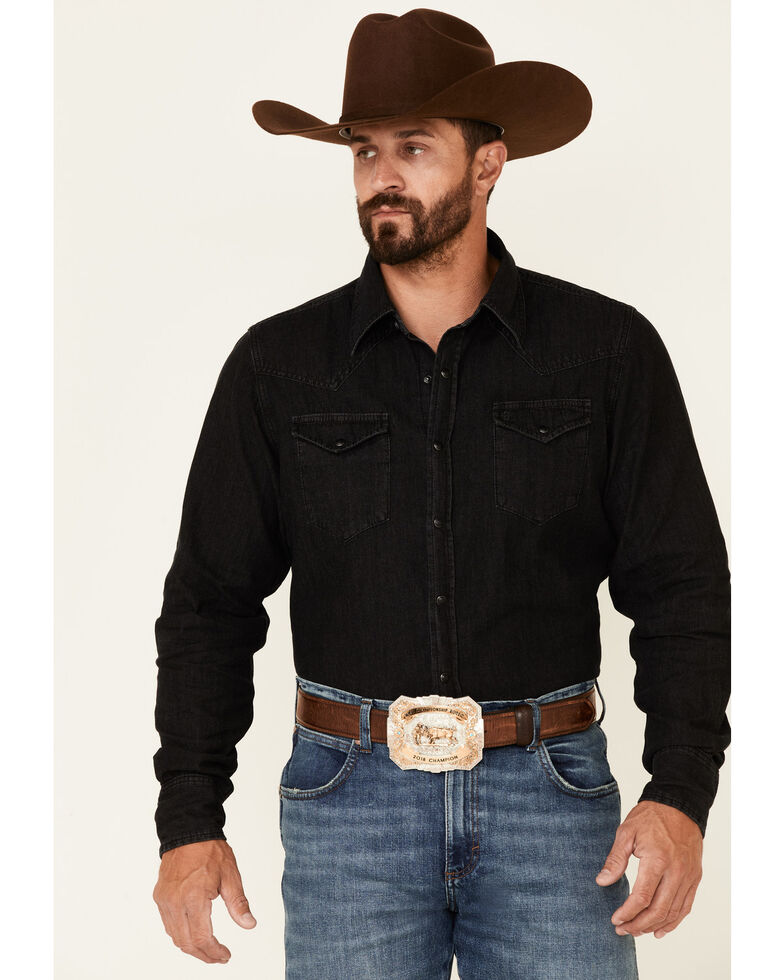 Stetson Men's Solid Black Denim Long Sleeve Snap Western Shirt Boot Barn