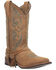 Laredo Women's Tan Turquoise Stitching Western Boots - Square Toe, Brown, hi-res