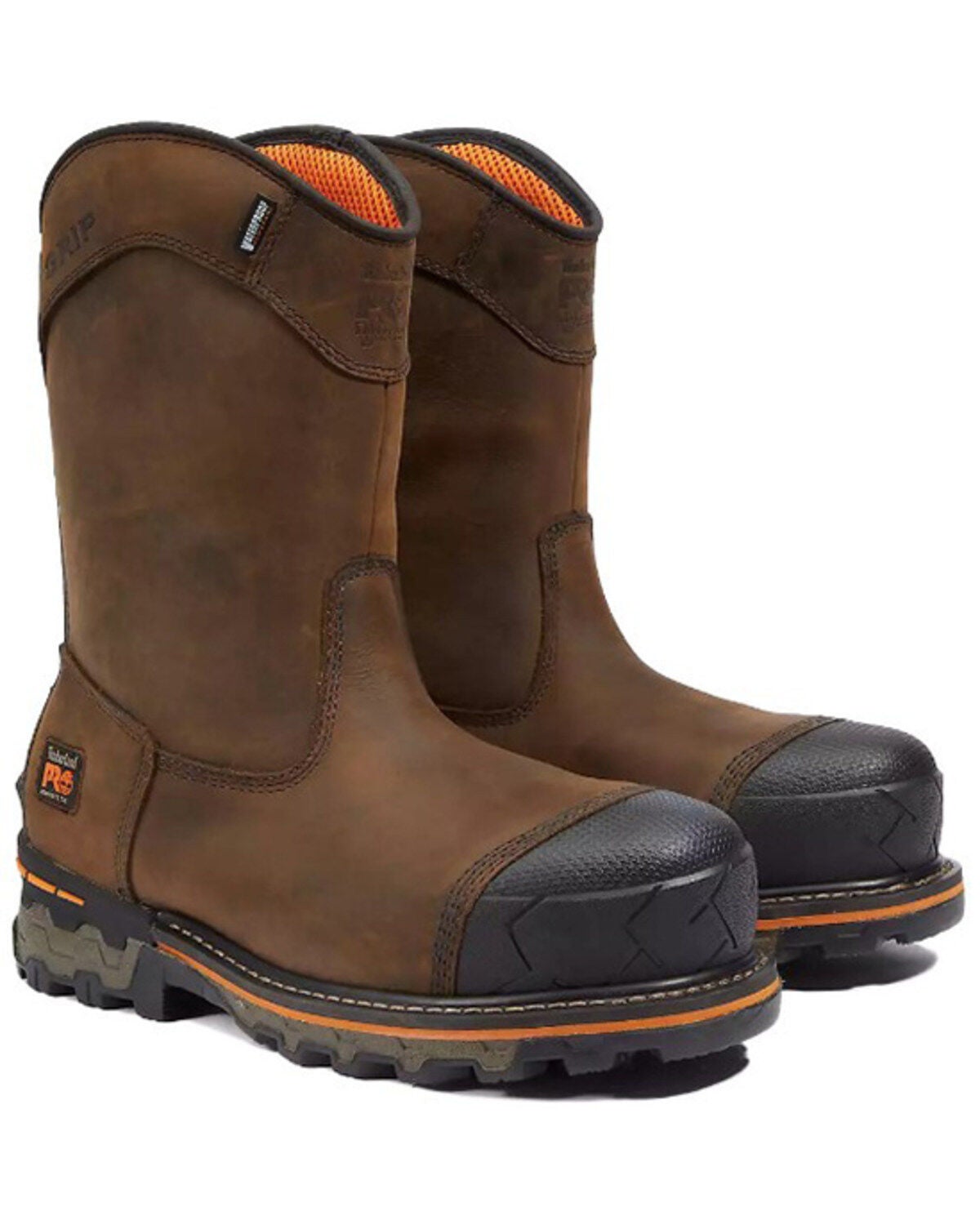 Timberland PRO Men's Boondock Pull-On Waterproof Insulated Work Boots - Composite Toe, Brown, hi-res