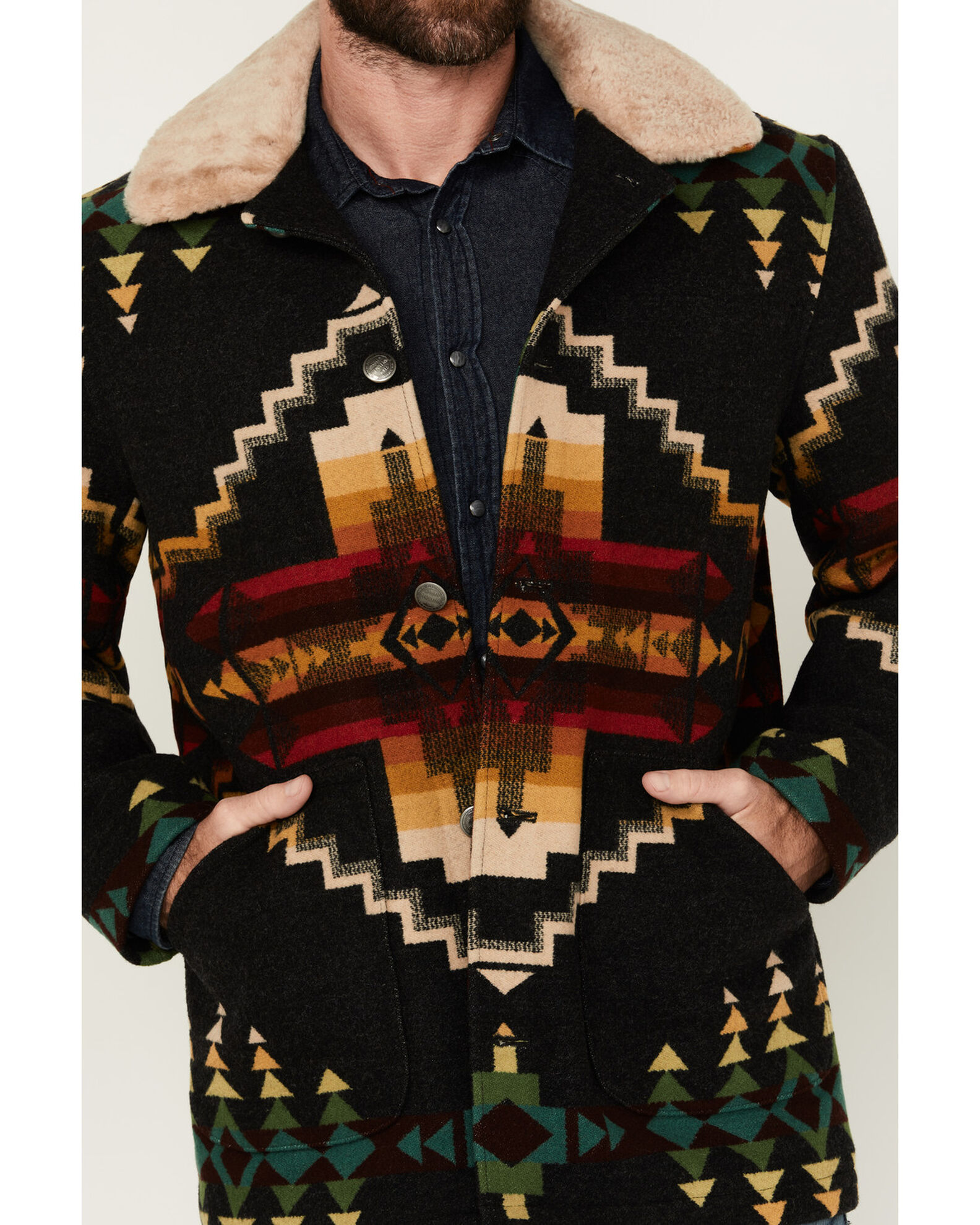 Pendleton Men's Brownsville Multicolored Print Coat, Black