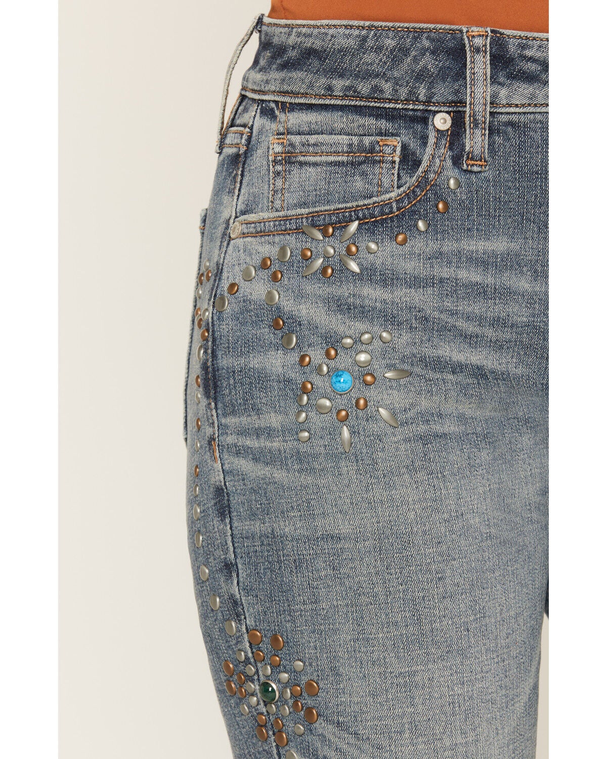 Image #2 - Shyanne Women's Medium Wash Luna High Rise Spirit Flare Stretch Denim Jeans, Medium Wash, hi-res