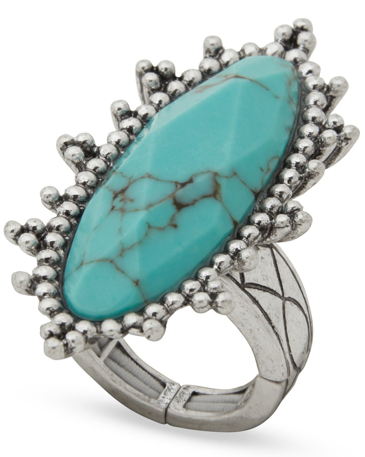 Image #1 - Lainey Wilson Women's Hold Me Faceted Oval Statement Ring, Silver, hi-res