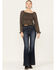 Beyond The Radar Women's Floral Smocked Off Shoulder Woven Long Sleeve Top, Black, hi-res