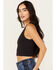 By Together Women's Seamless V Neck Tank Top, Black, hi-res