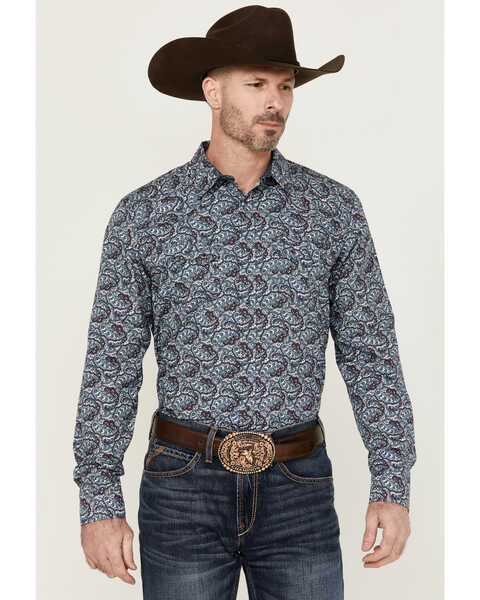 Cody James Men's Refresh Paisley Print Long Sleeve Snap Western Shirt , Red, hi-res