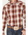 Wrangler Retro Men's Plaid Print Long Sleeve Snap Western Shirt, Wine, hi-res