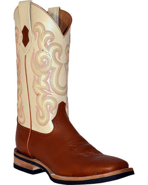 Ferrini Men's French Calf Leather Cowboy Boots - Square Toe, Cognac, hi-res