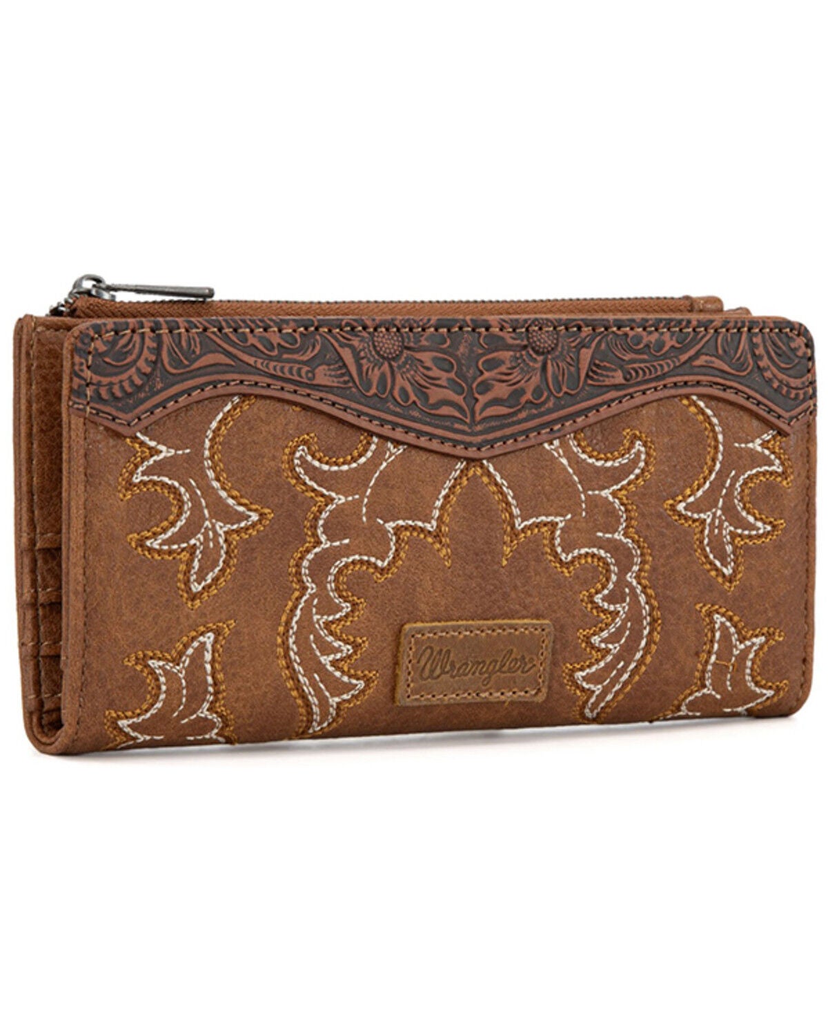 Image #2 - Wrangler Women's Jessie Tooled Bi-Fold Wallet, Brown, hi-res