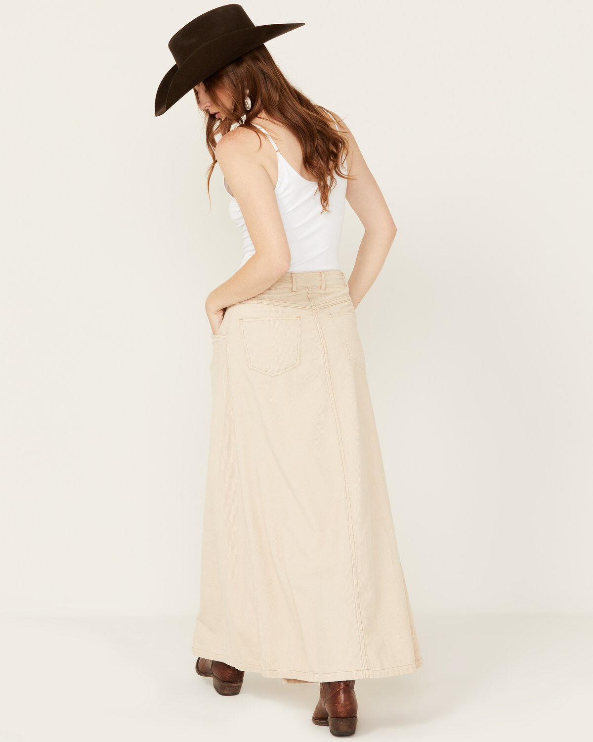 Image #3 - Free People Women's Come As You Are Corduroy Maxi Skirt, Sand, hi-res