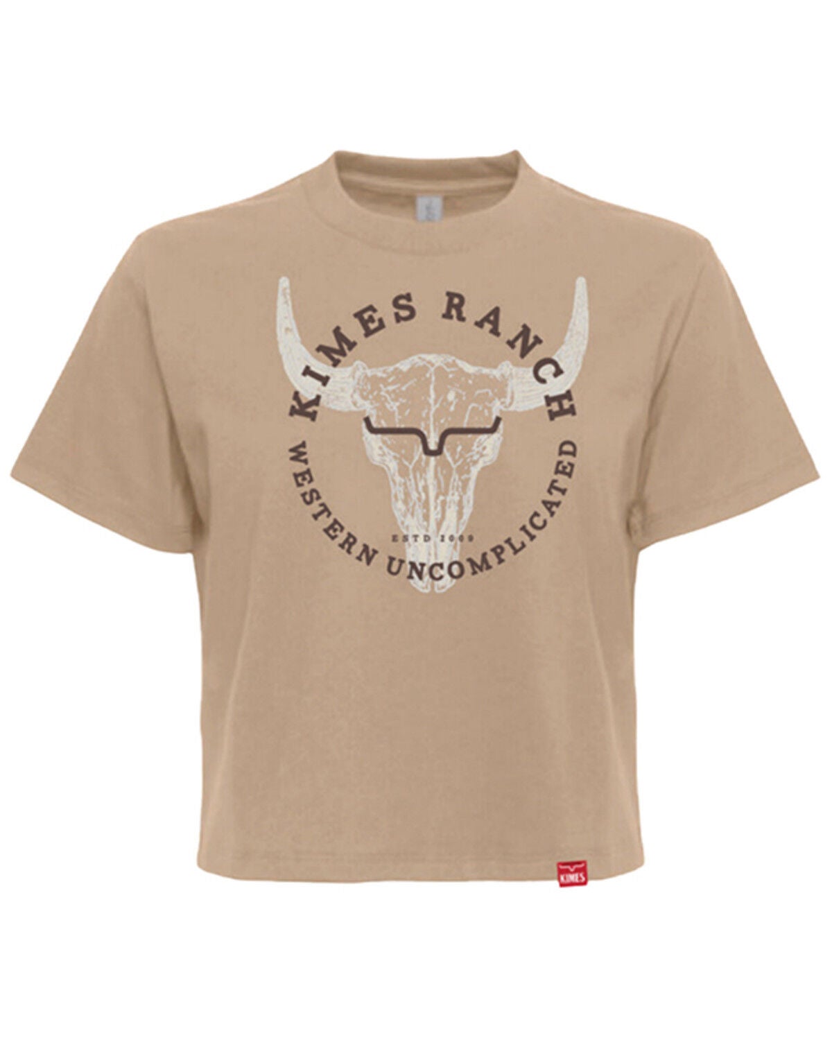 Kimes Ranch Women's Bison Skull Short Sleeve Cropped Graphic Tee, Tan, hi-res