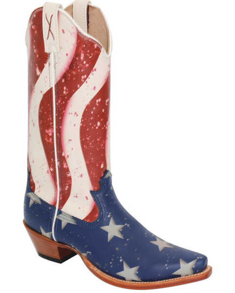 Image #1 - Twisted X Women's Steppin' Out Western Boots - Snip Toe, Red/white/blue, hi-res