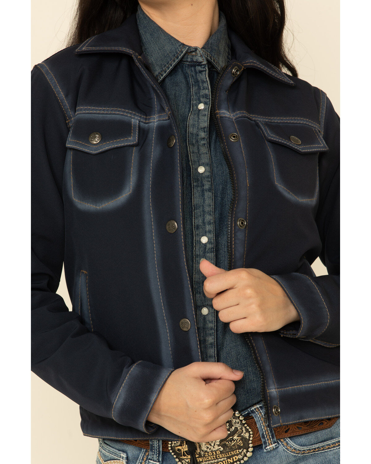 Image #2 - STS Ranchwear Women's Navy Brumby Softshell Jacket, Navy, hi-res