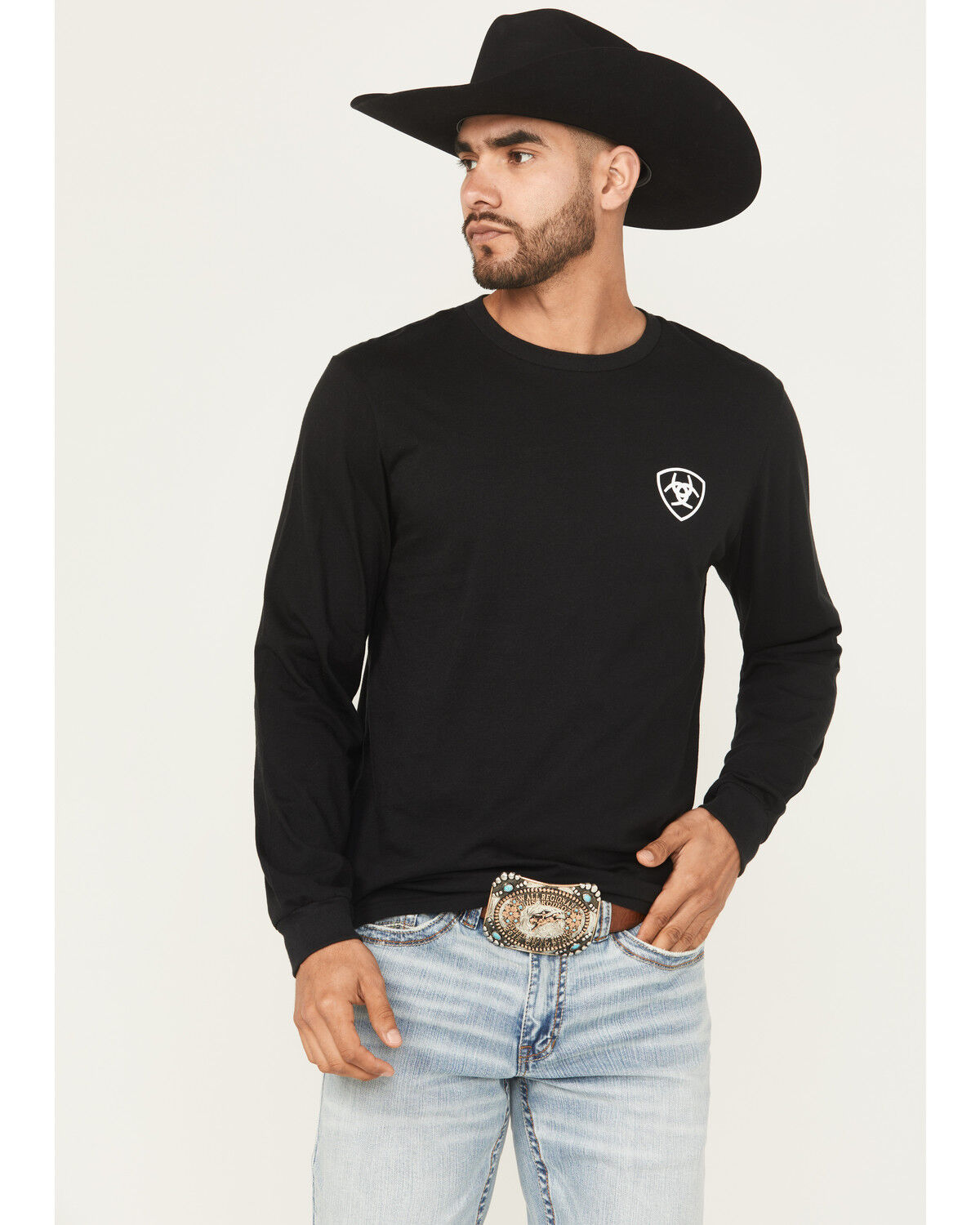 Image #2 - Ariat Men's Boot Barn Exclusive Logo Long Sleeve T-Shirt, Black, hi-res