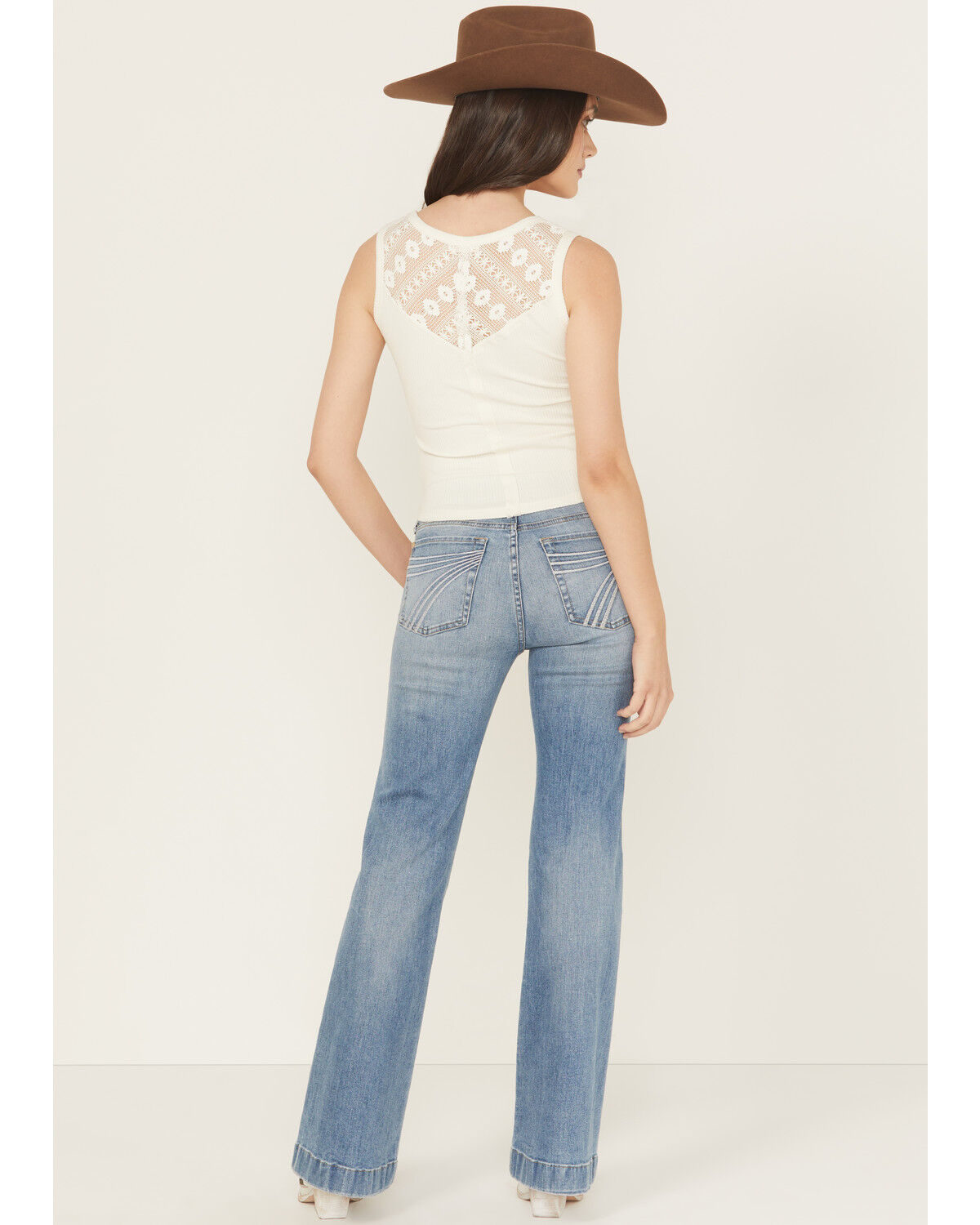 Image #1 - 7 For All Mankind Women's Light Wash Pine Mid Rise Trouser Leg Stretch Denim Jeans, Light Wash, hi-res