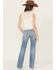 Image #1 - 7 For All Mankind Women's Light Wash Pine Mid Rise Trouser Leg Stretch Denim Jeans, Light Wash, hi-res