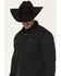 Image #2 - Seager Men's Calico Solid Long Sleeve Button-Down Flannel Shirt, Black, hi-res