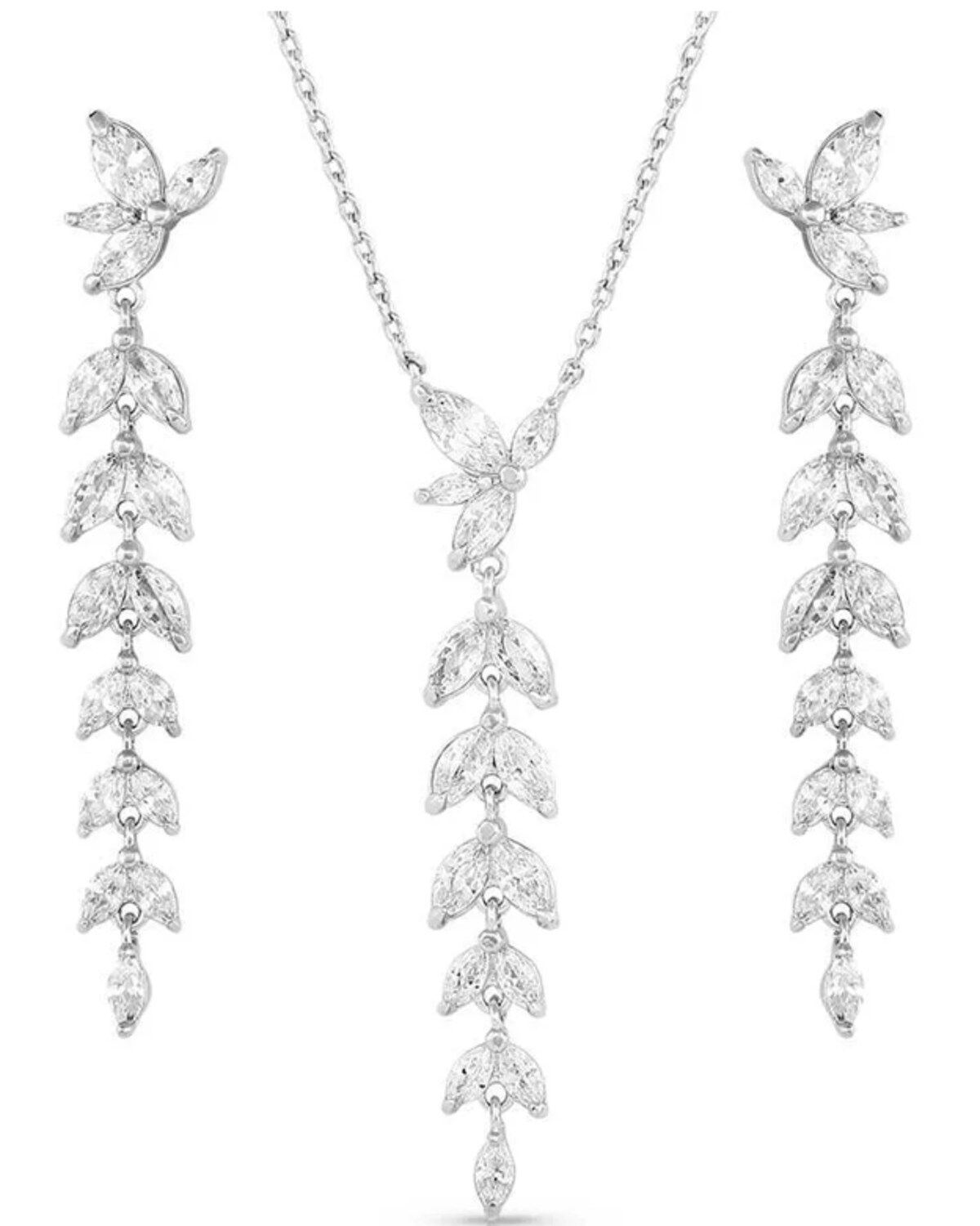 Image #1 - Montana Silversmiths Women's Woodbine Falls Crystal Jewelry Set - 2 Piece, Silver, hi-res