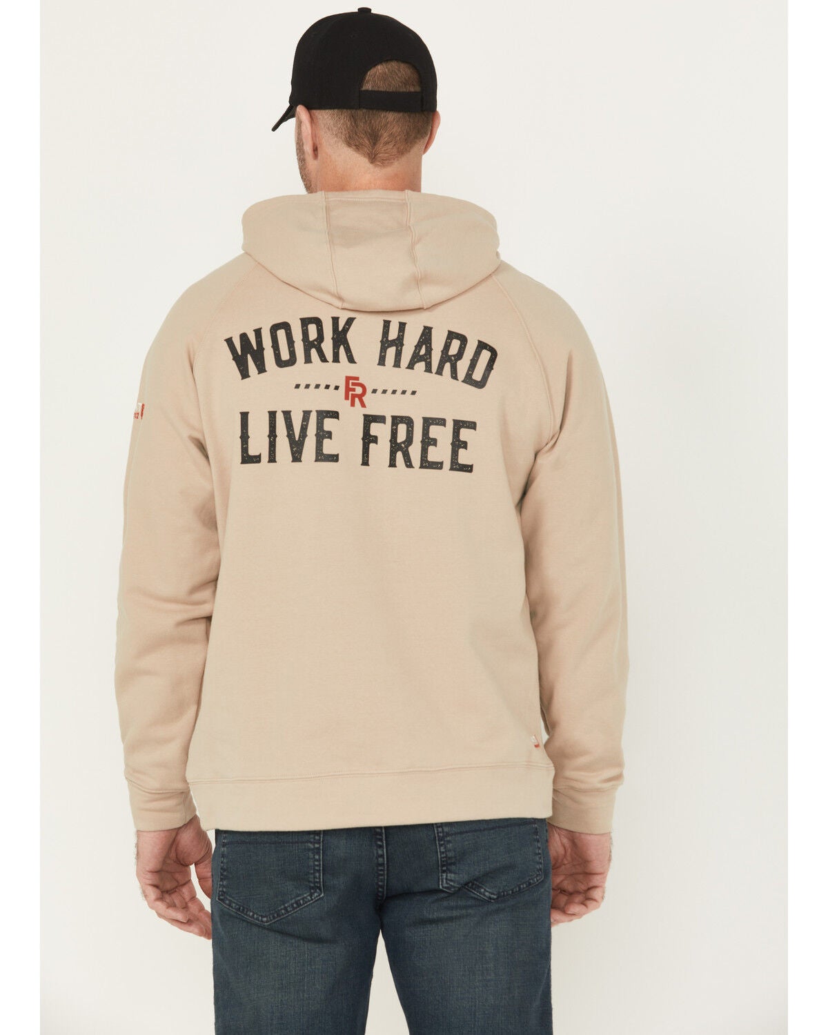 Ariat Men's FR Duster Work Hard Hooded Sweatshirt, Beige, hi-res