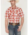 Image #1 - Wrangler Retro Men's Plaid Print Short Sleeve Snap Western Shirt, Red, hi-res