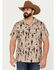 Cinch Men's Camp Tumbleweed Cactus Skull Short Sleeve Button Down Western Shirt, Beige/khaki, hi-res