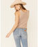 Very J Women's Tassel Trim Knit Sweater Tank Top, Taupe, hi-res