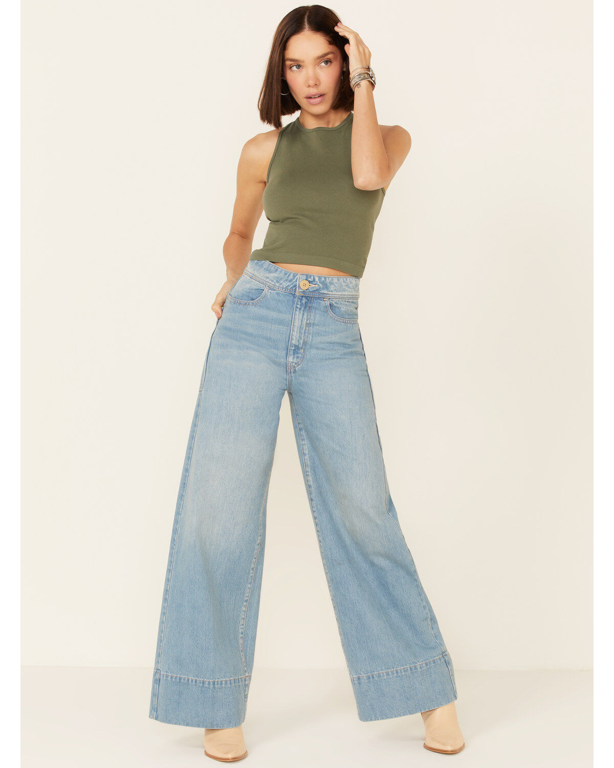Image #2 - Free People Women's Hayley Racerback Brami, Olive, hi-res