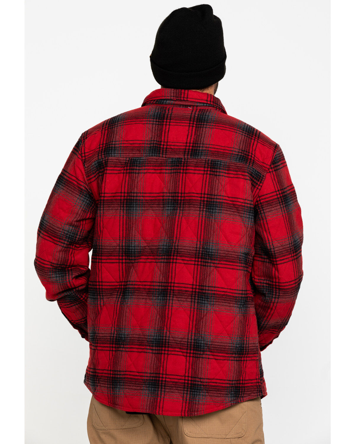 Image #2 - Hawx Men's Red Miller Plaid Quilted Flannel Work Shirt Jacket , , hi-res