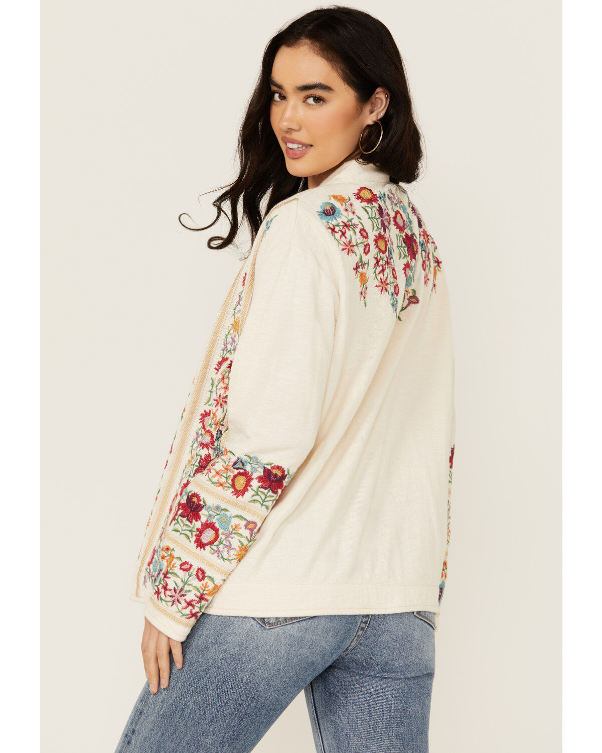 Image #4 - Johnny Was Women's Embroidered Floral Sweater, White, hi-res