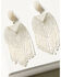 Image #2 - Shyanne Women's Beaded Fringe Statement Earrings, Silver, hi-res