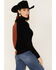 Revel Women's Color Block Knit Surplice Turtleneck Sweater, Rust Copper, hi-res