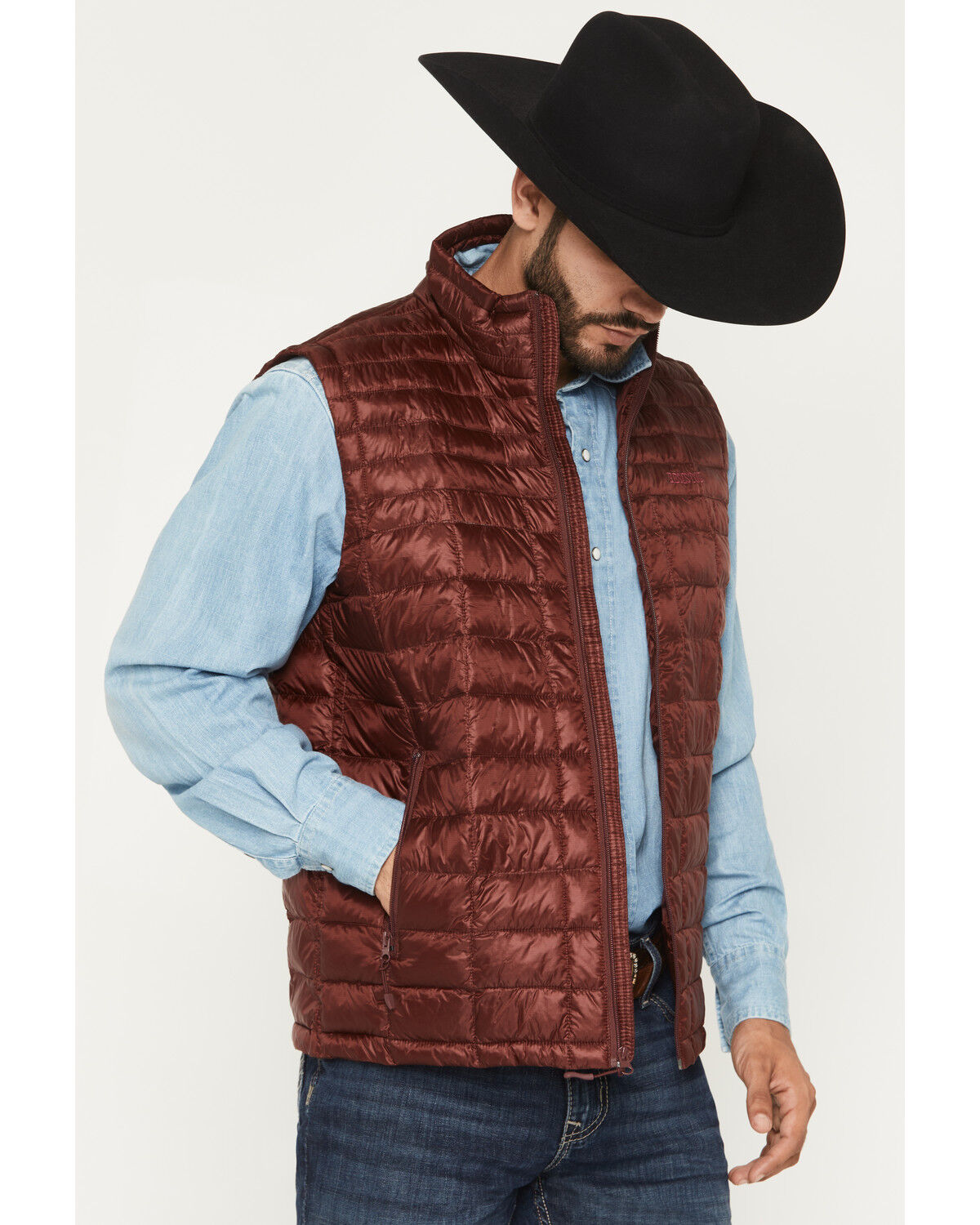 Image #2 - Resistol Men's Cold Bloq Puffer Vest, Burgundy, hi-res