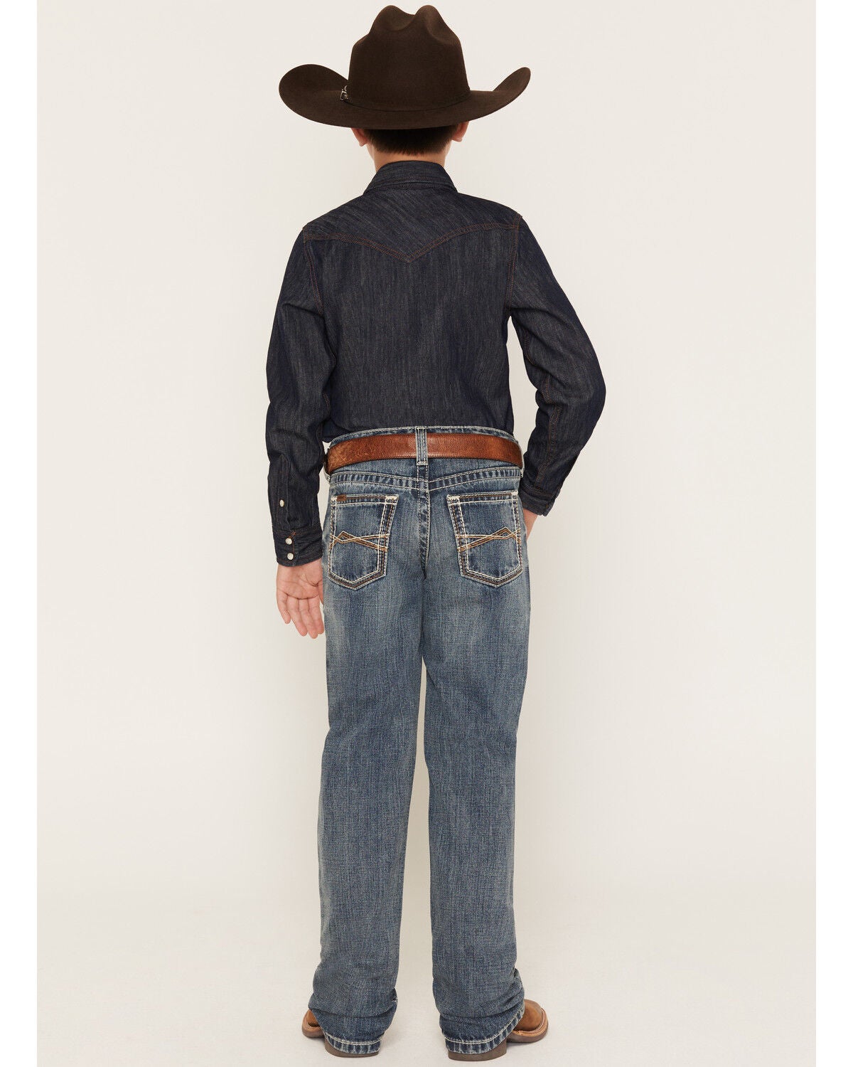 Image #3 - Ariat Boys' Medium Wash Jonathon B4 Relaxed Bootcut Denim Jeans, Medium Wash, hi-res