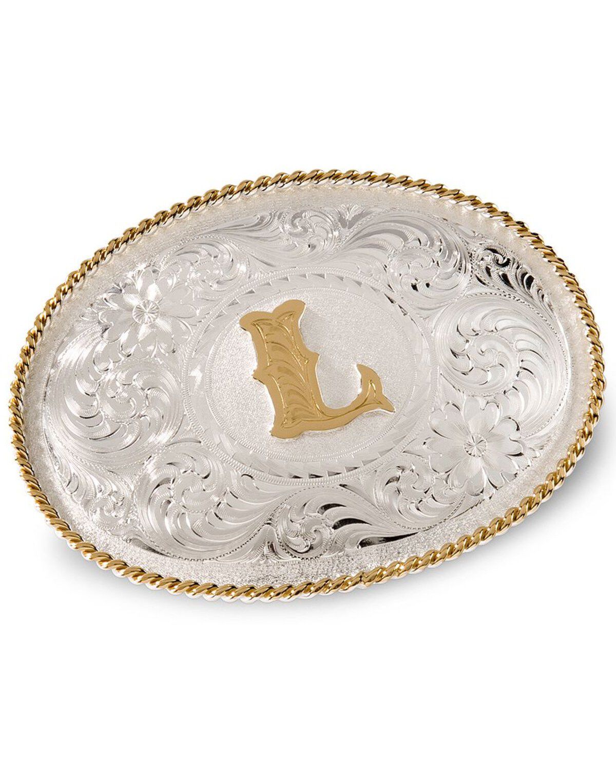 Image #1 - Montana Silversmiths Initial L Western Belt Buckle, Silver, hi-res