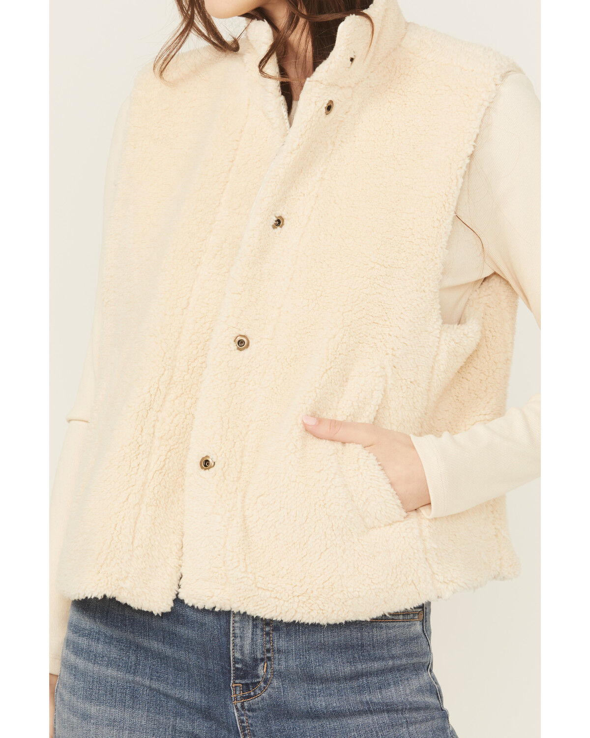 Image #3 - Cleo + Wolf Women's Reversible Sherpa Vest, Moss Green, hi-res
