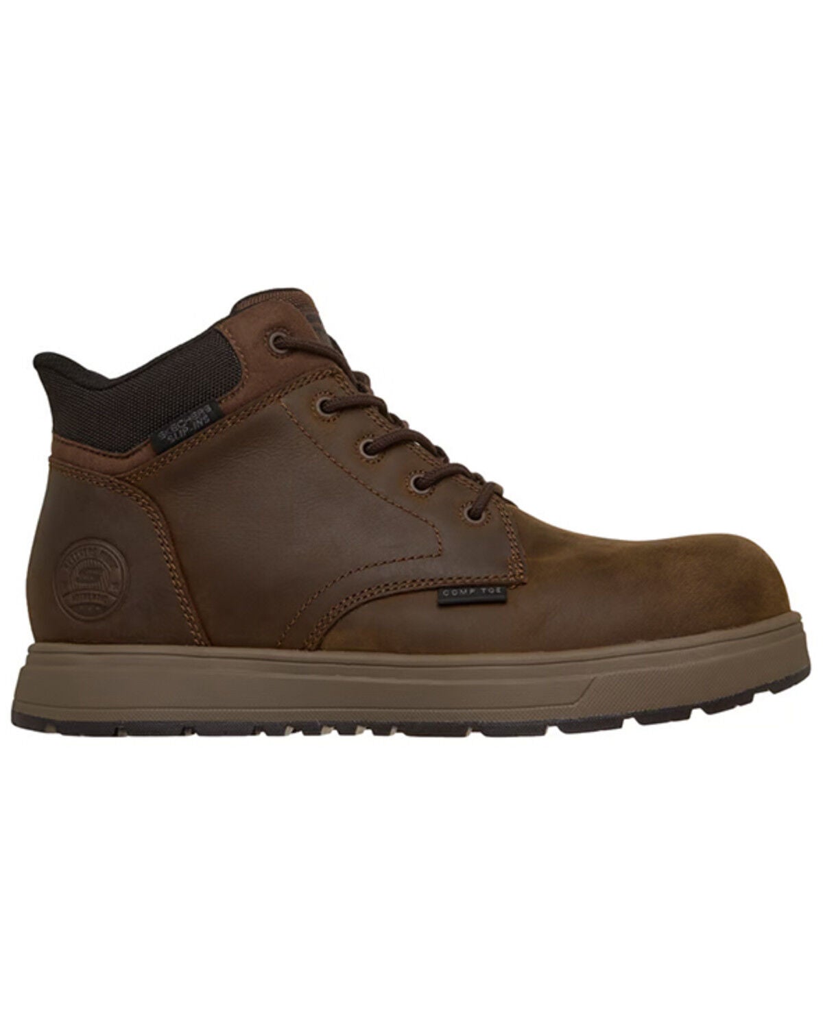 Skechers Men's Cliff Lace-Up Work Boots - Composite Toe, Brown, hi-res