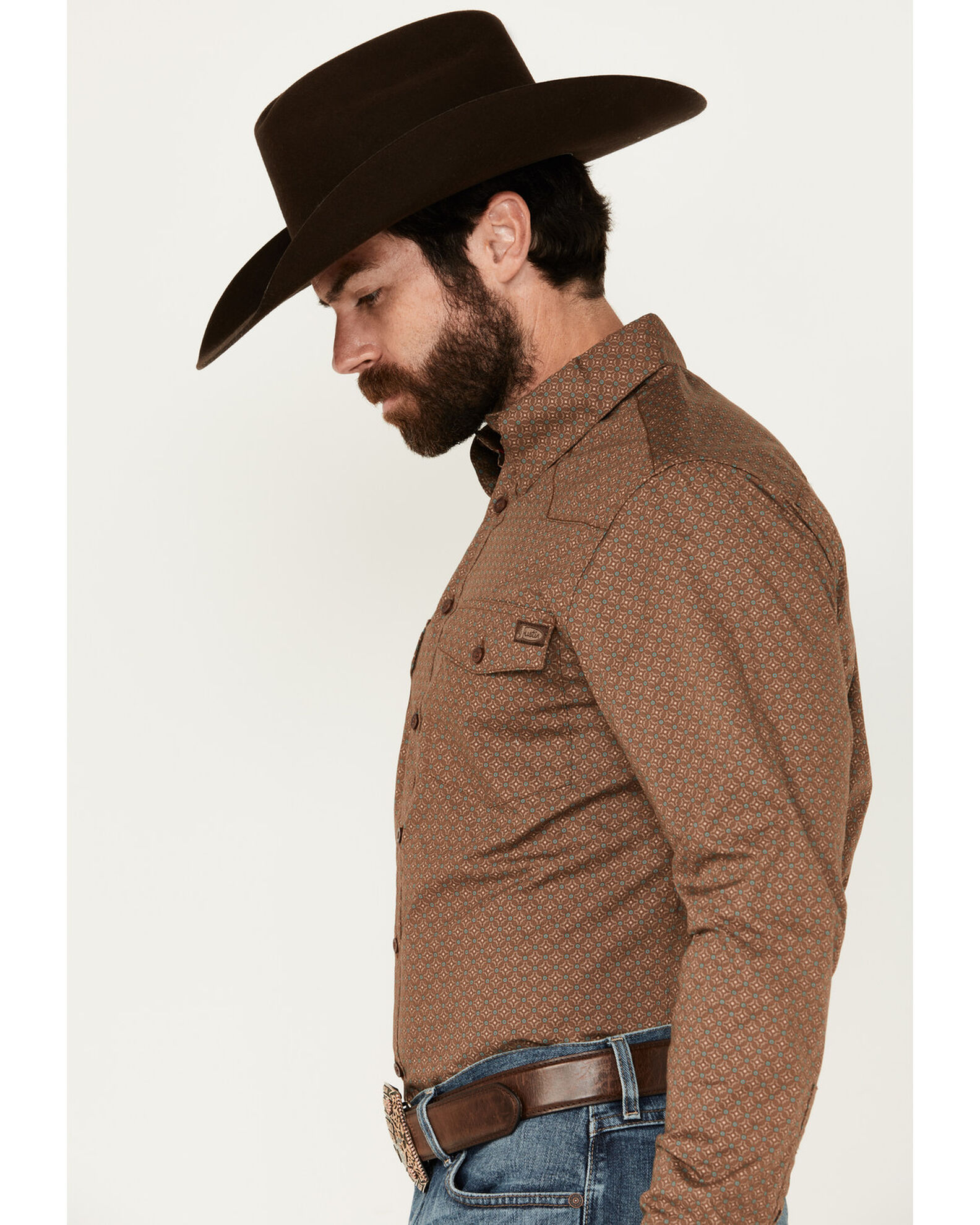 Justin Men s Boot Barn Exclusive Geo Print Long Sleeve Button Down
