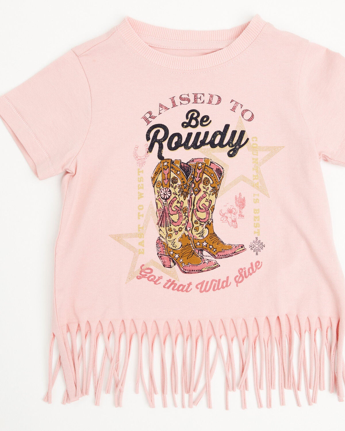 Shyanne Toddler Girls' Raised To Be Rowdy Fringe Short Sleeve Graphic Tee, Light Pink, hi-res