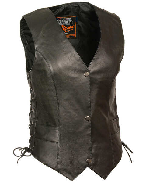 Image #1 - Milwaukee Leather Women's Classic Side Lace Vest - 4X, Black, hi-res